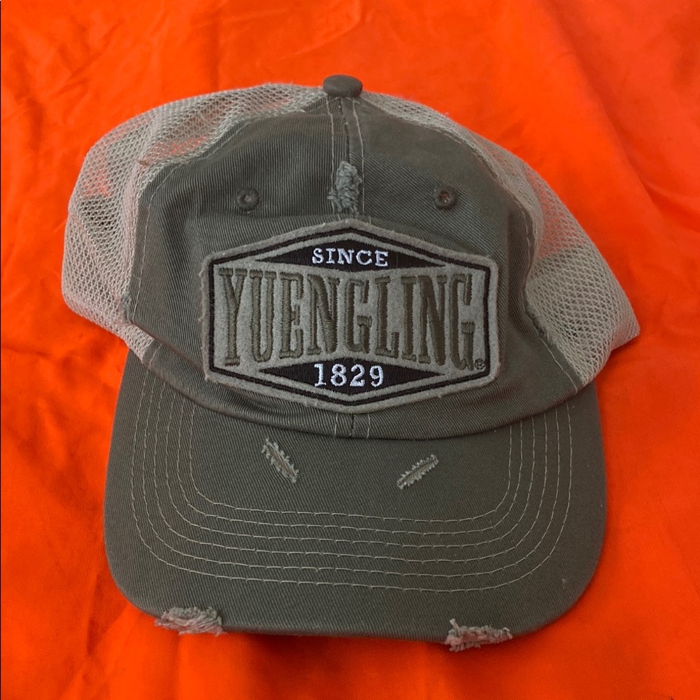 Yuengling Olive Green Mesh Trucker Hat distressed SnapBack cap